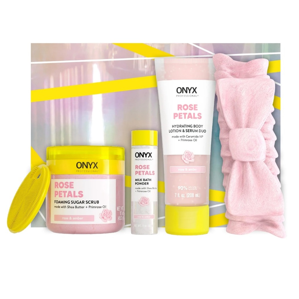 ONYX Professional Self Care Essentials Bath Gift Set, Rose Petals